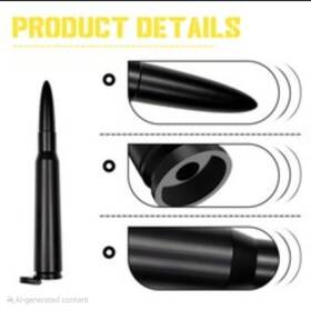 Ammotenna 50caliber Billet 50 Cal Replica Bullet Radio Antenna Black Usa