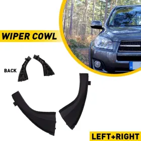 53866-42012 Auxito 2pcs Front Wiper Side Cowl Extension Cover Trim For Toyota Rav4 2006-2012 Black