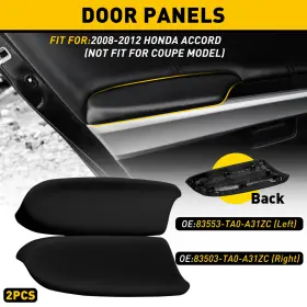Adp103430s01 Auxito Pair For 08-12 Accord Honda Leather Black Front Panels 4 Door Armrest Cover