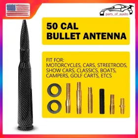 Cbd-w-10pcs-yx Auxito Carbon Fiber Bullet Antenna 50 Cal For Chevrolet Silverado Gmc Sierra 1500/2500