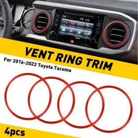 Cfkzsh-tacoma-16-22 Auxito For Toyota Tacoma 2016-2022 4pcs A/c Vent Ring Trim Covers Outlet Red