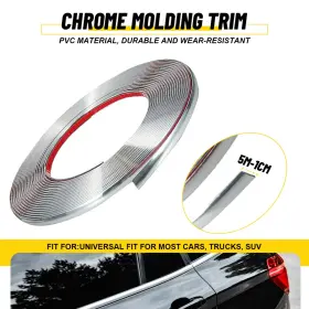 Fzjt-c-5m-1cm Auxito Car Side Door Black Chrome Strip Bumper Protector Trim Tape Sticker 10mm 5m B