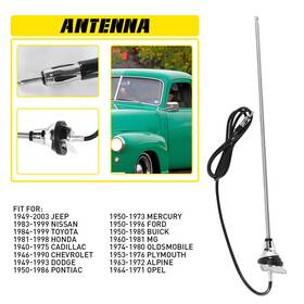 Auxito Tx-jeep-94-03 3-section Retractable Flexible Antenna Round Base For Jeep Truck Am/fm Radio