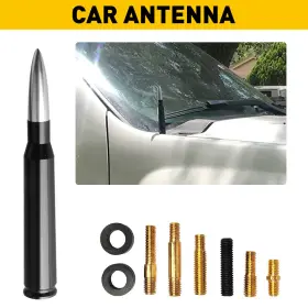 Tx-zdt-14cm-bs Auxito Bullet Car Antenna 50 Cal Fm/am Radio Signal For 4runner Toyota Black Silver