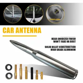 Tx-zdt-14cm-s Auxito 50 Cal Bullet Antenna Caliber Silver For Chevy Silverado Gmc Sierra Truck Suv