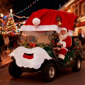 Buryeah Bo2316 2 Pcs 16.40ft Large Christmas Car Decoration Santa Claus Hat Beard