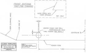 Chq - Classic Headquarters Kw728 1967-68 Camaro Front Antenna Mounting Template