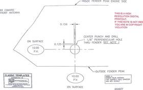 Chq - Classic Headquarters Kw729 1969 Camaro Front Antenna Mounting Template