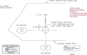 Kw729 Chq - Classic Headquarters 1969 Camaro Front Antenna Mounting Template