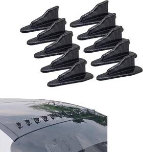 Flygun Funsyq100cb-10pc 10pcs Car Shark Fin Antennas Evo Style Carbon Fiber Look Self-adhesive For Most