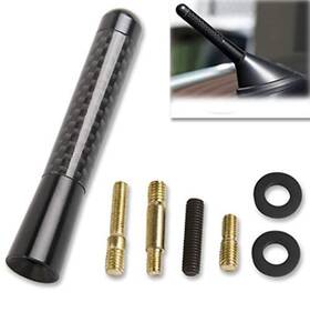 Gtp 782298905983 3 Inch Real Carbon Fiber Antenna Black Aluminum Am/fm Radio Vehicle Car Screw-in