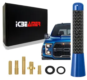 An-3-dbl-nxen-l1p01-a Icbeamer Jdm 3 Inch Stubby Carbon Fiber Aluminum Auto Car Short Universal Blue Antenna Z798
