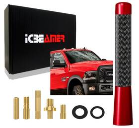 Icbeamer An-3-rd-nxen-n2 3 Inch Carbon Fiber Aluminum Antenna Color Red Universal Fit Mini Style B2