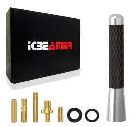 An-3-sl-naff-l1p01-a Icbeamer Jdm Mini 3 Inch Stubby Carbon Fiber Aluminum Vehicle Am/fm Silver Car Antenna Y185