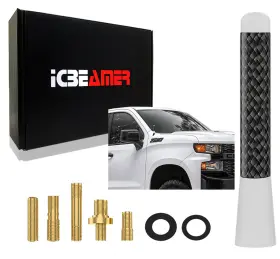 An-3-wh-njpz-l1p01-a Icbeamer Jdm 3 Inch Stubby Carbon Fiber Aluminum Auto Car Short Universal White Antenna B214