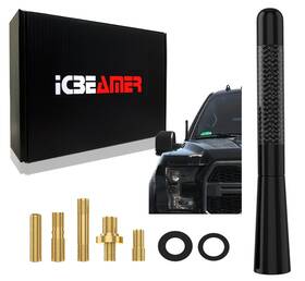 Icbeamer An-5-lo-blk-naff-l1p01-a Jdm Style 5 Inch Stubby Carbon Fiber Aluminum Auto Car Truck Black Antenna I595