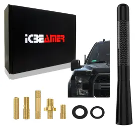 An-5-lo-blk-naff-l1p01-a Icbeamer Jdm Style 5 Inch Stubby Carbon Fiber Aluminum Auto Car Truck Black Antenna I595