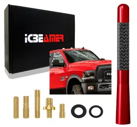 An-5-lo-rd-njpz-l1p01-a Icbeamer Jdm Style 5 Inch Stubby Carbon Fiber Aluminum Auto Car Truck Red Antenna U927