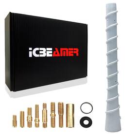 Icbeamer An-7in-blk-ama 7-inch White Spiral Antenna For Jeep Ram Ford Trucks Radio Boost