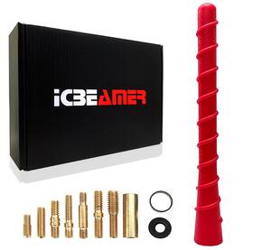 Icbeamer An-7in-rd-ama 7-inch Red Spiral Antenna For Jeep And Pickup Trucks Am/fm Signal
