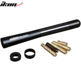 At-12cm-mug Ikon Motorsports Carbon Fiber Mugen Car Antenna Short 4.7 Inch 12cm Black Radio Fm