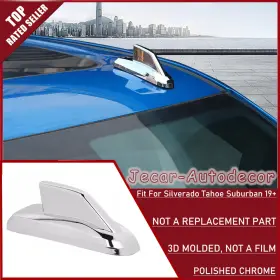 Jecar2025060921 Jecar Chrome Shark Fin Antenna Cap Cover Trim Molded For Chevy Silverado Suburban 19