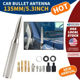At01013307 Modigt Short Silver Bullet Antenna 50 Caliber For Jeep Gladiator Wrangler 5.3inch