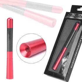 Moto Hij 532616255043 4.7 Inch Car Carbon Fiber Aluminum Am/fm Radio Signals Aerial Screws Antenna Red