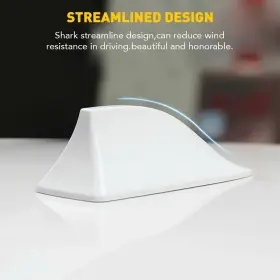 Wwd-xpd-86555 Oxilam White Shark Fin Roof Antenna Cover Am Fm Stereo Signal Aerial Adhesive Tape Base