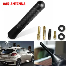 Peakparts 600736544252 3 Inch Car Antenna Aerial Carbon Fiber Screw Am Fm Short Stubby Mast Universal Black