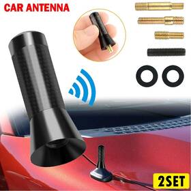 Peakparts 782298904269 2x 1.4 Inch Stubby Black Carbon Fiber Car Screw Radio Am/fm Antenna Aerial Replaceme