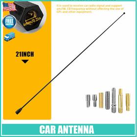 Refitting-auto-part Dkk-dkk21511 21 Inch In Car Mast Screw Roof Radio Aerial Antenna Am/fm Metal Black Universal