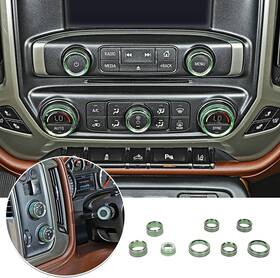 Shineka Shineka20210817011 Central Control Radio Ac Knobs Switch Button For 2014-2018 Chevy Silverado Green