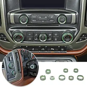 Shineka20210817011 Shineka Central Control Radio Ac Knobs Switch Button For 2014-2018 Chevy Silverado Green