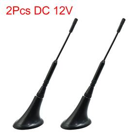Uxcell 714998616418 2pcs Dc 12v Black Adhesive Base Car Vehicle Roof Mount Decorative Antenna Aerial