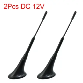 Uxcell 714998616418 2pcs Dc 12v Black Adhesive Base Car Vehicle Roof Mount Decorative Antenna Aerial