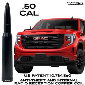 Vms Racing Sa033bk-la-sad008-sad010 50 Cal Caliber Ammo Bullet Anti Theft Copper Coil Antenna For Gmc Sierra Pick Up