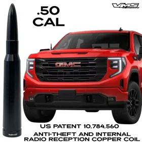 Sa033bk-la-sad008-sad010 Vms Racing 50 Cal Caliber Ammo Bullet Anti Theft Copper Coil Antenna For Gmc Sierra Pick Up