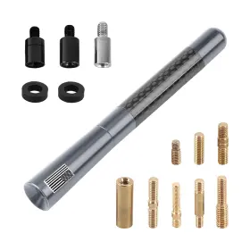Ywdiml-car9 Ywdiml Carbon Fiber Car Short Antenna 4.7 Inch American Flag Vehicle Gray