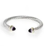 David Yurman Yellow Gold & Sterling Silver Amethyst Cable Classic Bracelet Pre-owned. Price: $590.00.