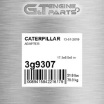 3G9307 Adapter Fits Caterpillar (new Aftermarket). Price: $55.78.