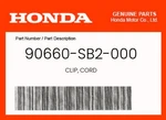 Honda Genuine Clip, Cord 90660-SB2-000 New. Price: $9.69.