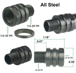 Steel 1/2X36 Female Thread To 1/2X28 Tpi Muzzle Converter Adapter New. Price: $16.75.